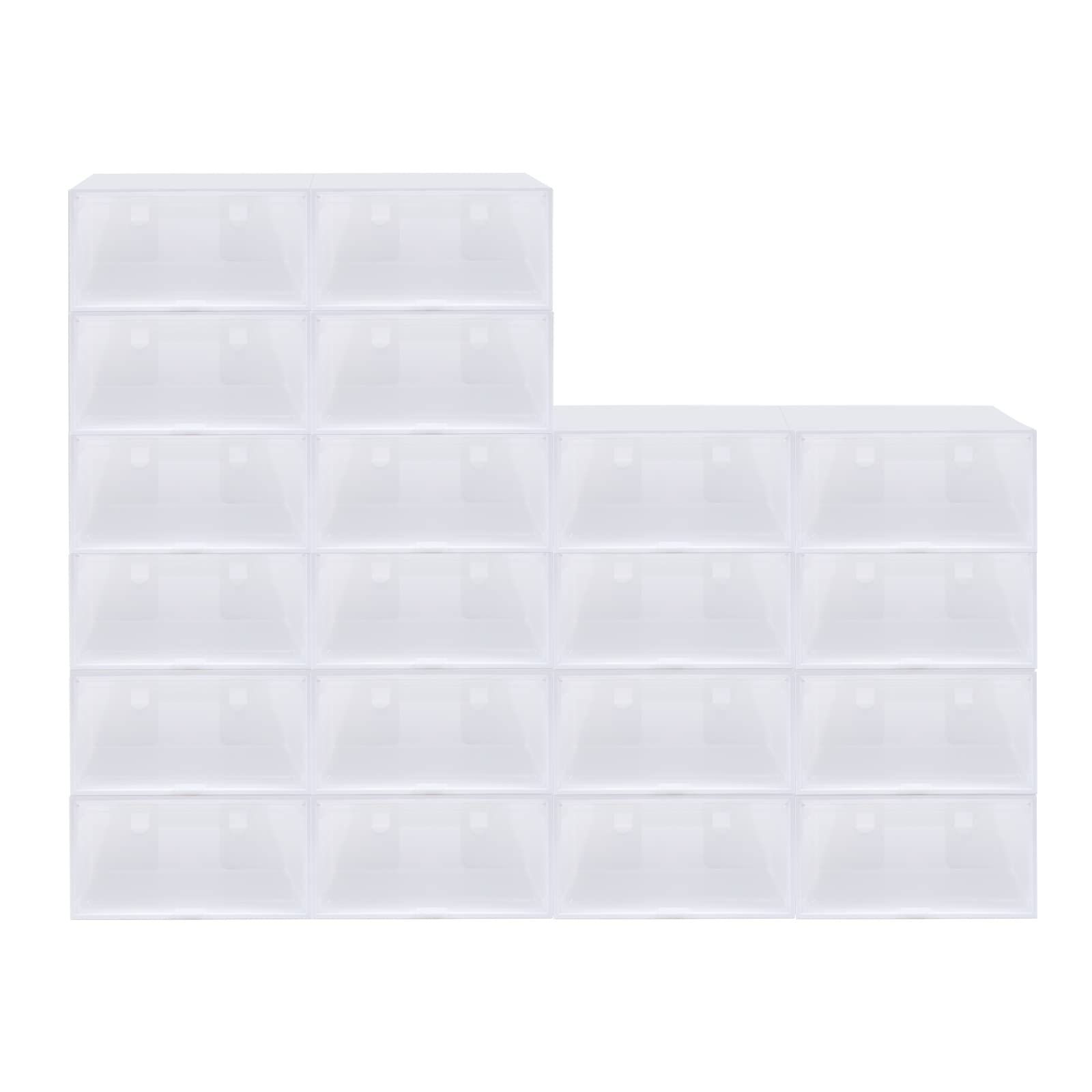 Boîtes à chaussures transparentes blanches empilables en plastique