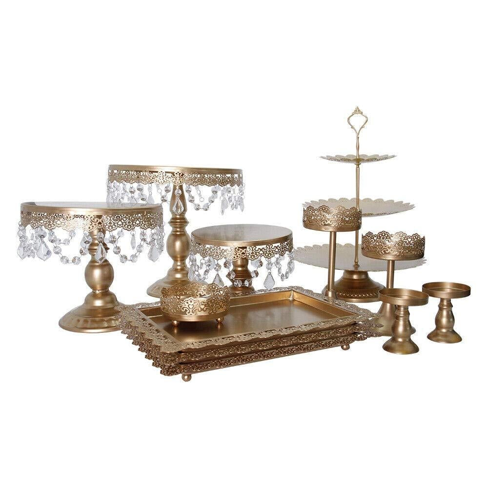 CNCEST Lot de 12 présentoirs à gâteaux vintage en métal avec perles