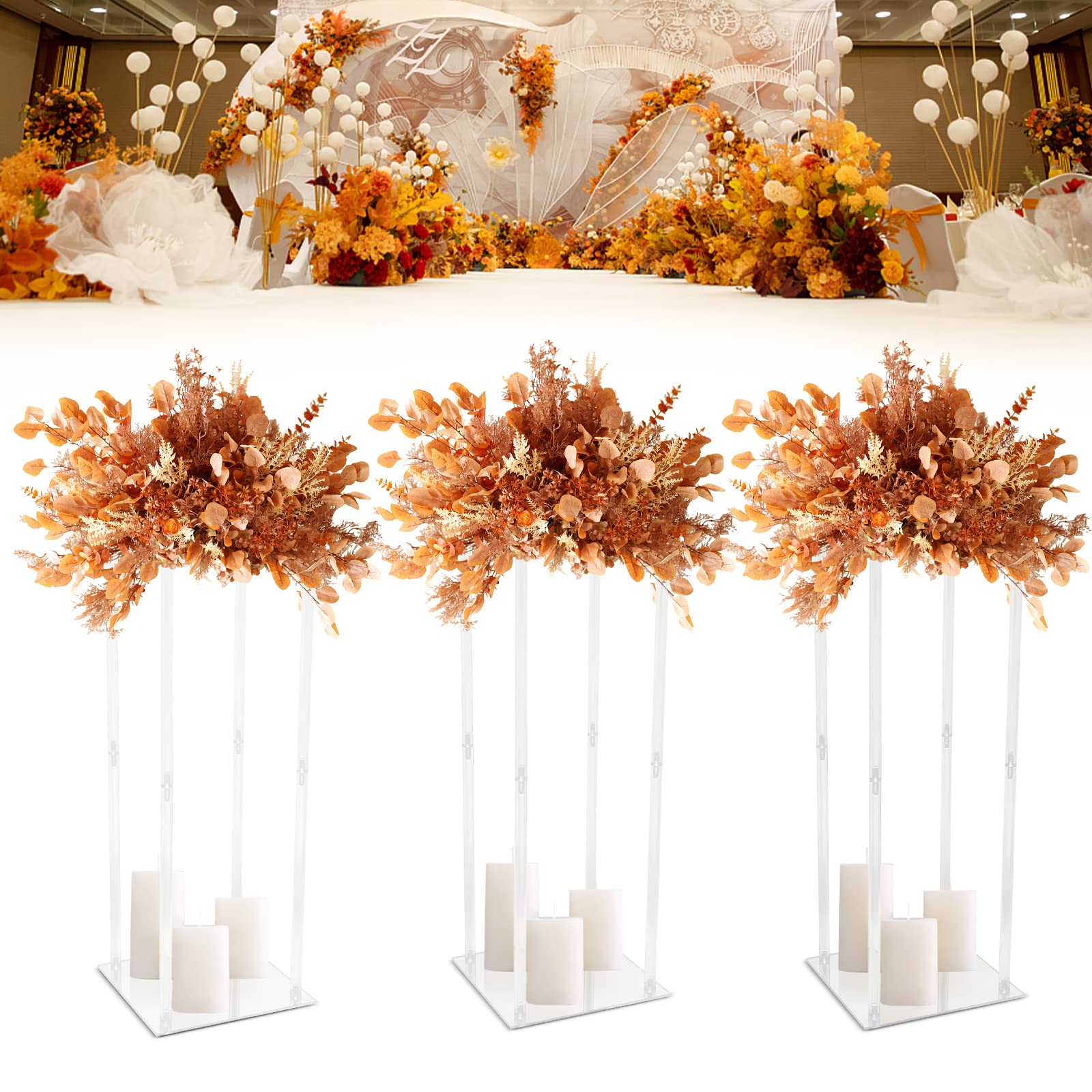 Colonne Acrylique Transparent Support Fleurs